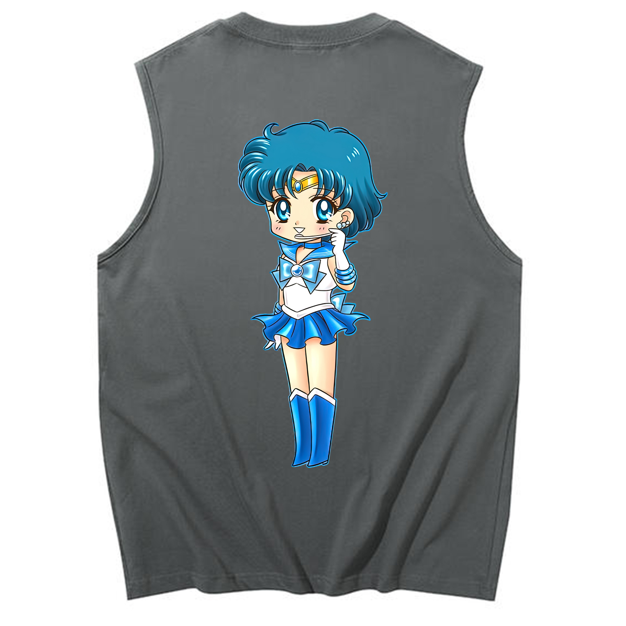 （画像用） 美少女戦士セーラームーン 水野 亜美 みずの あみ Sailor Moon Mizuno Ami コットン100％タンクトップ（背面プリント）